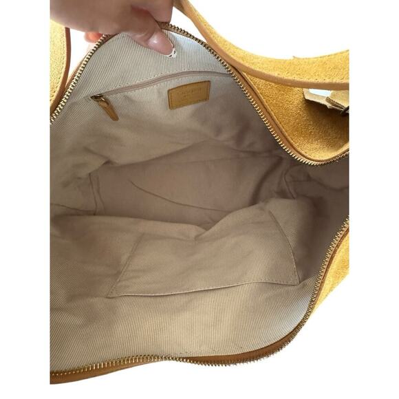 Margot New York handbag Leather Suede Yellowish Tan 14”w X13”H Gabi Maxi boho - Picture 4 of 7